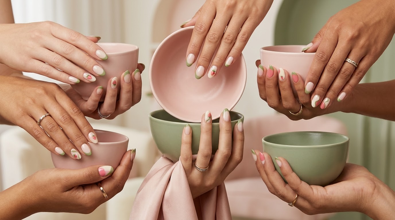 طرح ناخن کوتاه صورتی مناسب استفاده روزمره